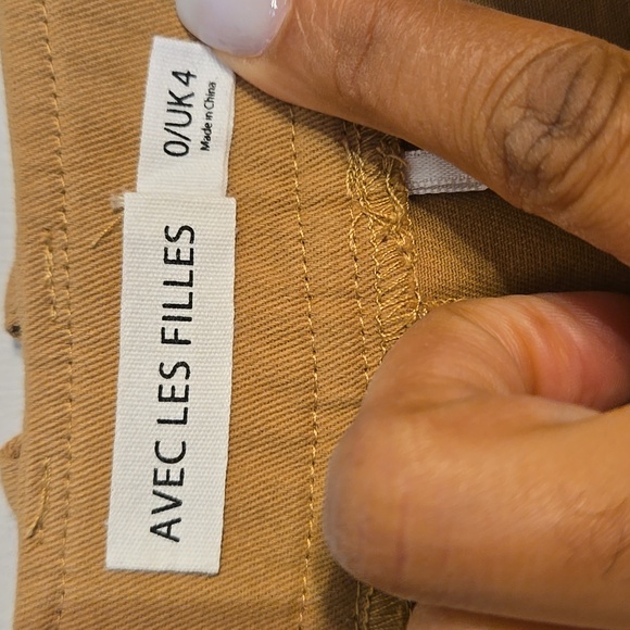 Anthropologie Avec Les Filles Pleated Wideleg Cargo Trousers Khaki NWOT - Picture 12 of 13